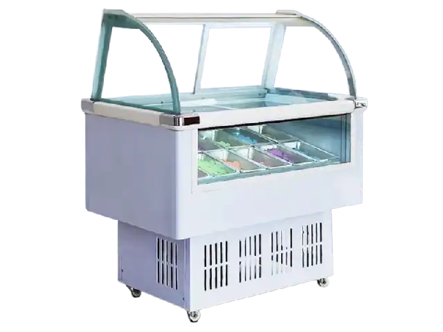 Vitrine congélateur sur roulettes pour glaces – idéale pour food trucks et boutiques