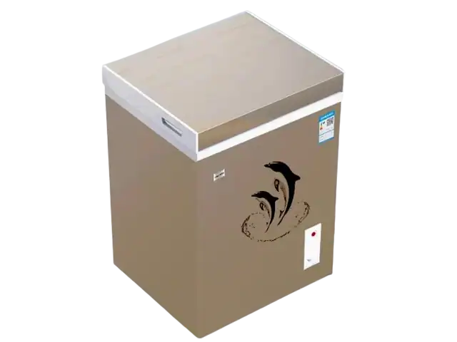 Kompakter Gefrierschrank oder Gefriertruhe für den Einsatz in kleinen Gewerbeküchen oder Foodtrailern.