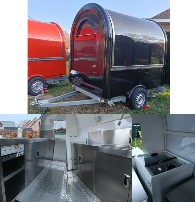 Remorque food trailer rétro modèle S neuve en stock en Belgique – compacte moins de 750 kg sans frein