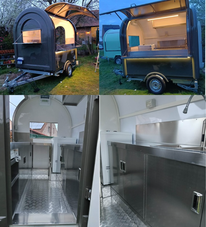 Retro S food trailer with stainless steel interior and fridge